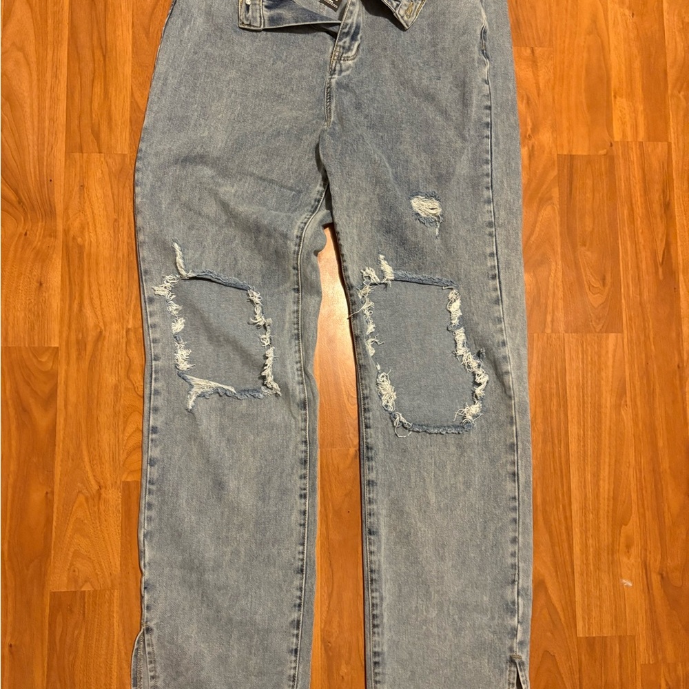 PrettyLittleThing Light Blue Distressed Tall jeans